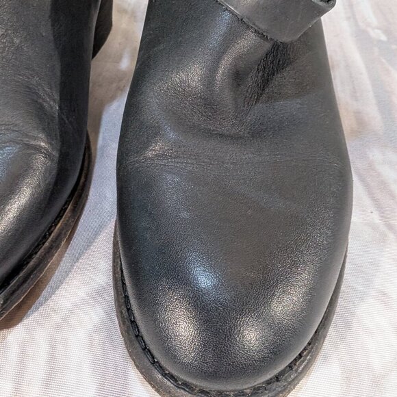 H by Hudson Horrigan Black Leather Double Buckle Ankle Booties Size 37 - Picture 11 of 15